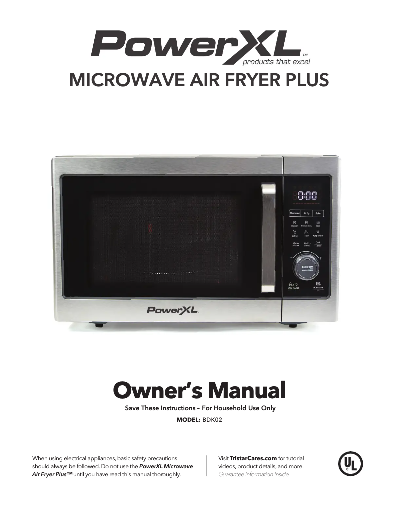 Page 1 de la notice Manuel utilisateur PowerXL Microwave Air Fryer Plus BDK02