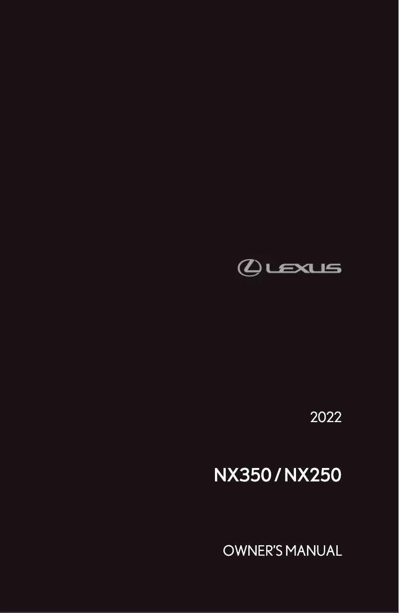 Page 1 de la notice Manuel utilisateur Lexus NX 250 (2022)