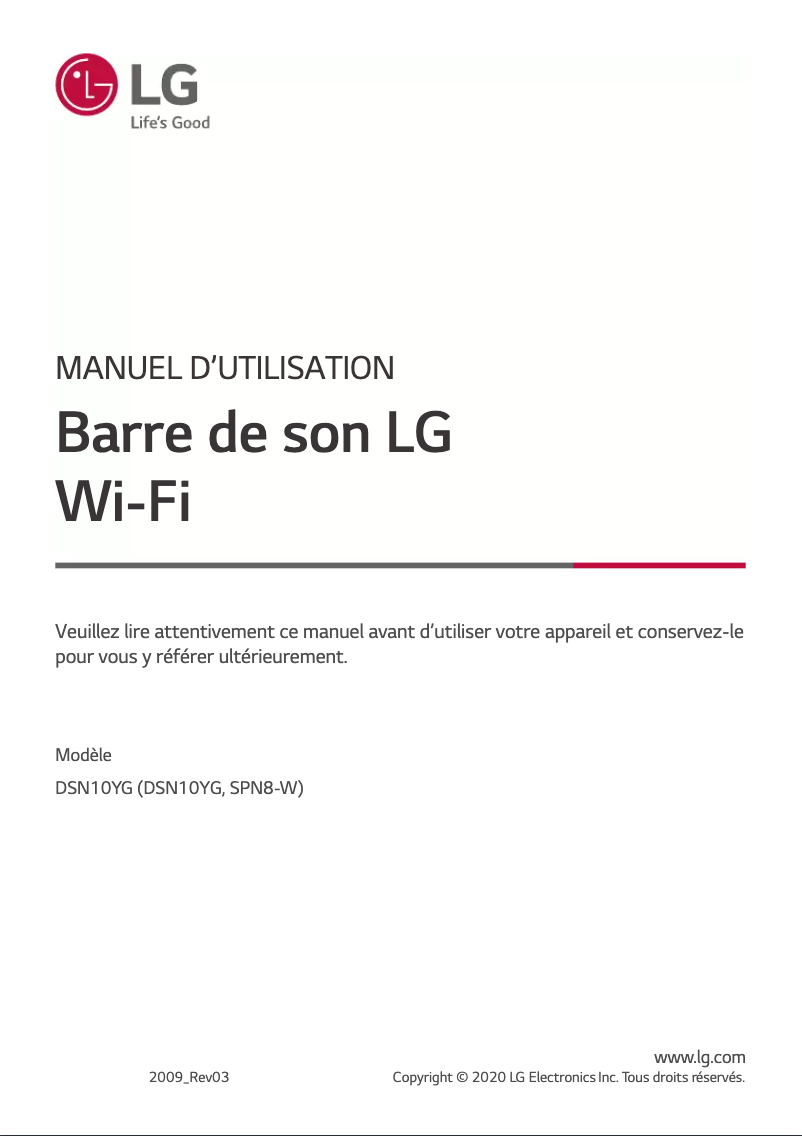 Page n°1 - Manuel utilisateur LG DSN10YG