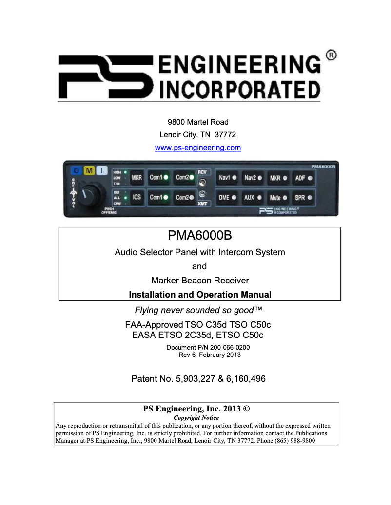 Image de la première page du manuel de l'appareil PMA6000B