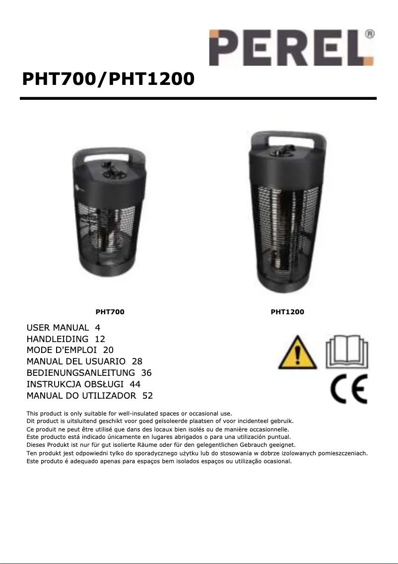 Page 1 de la notice Manuel utilisateur Perel PHT2000