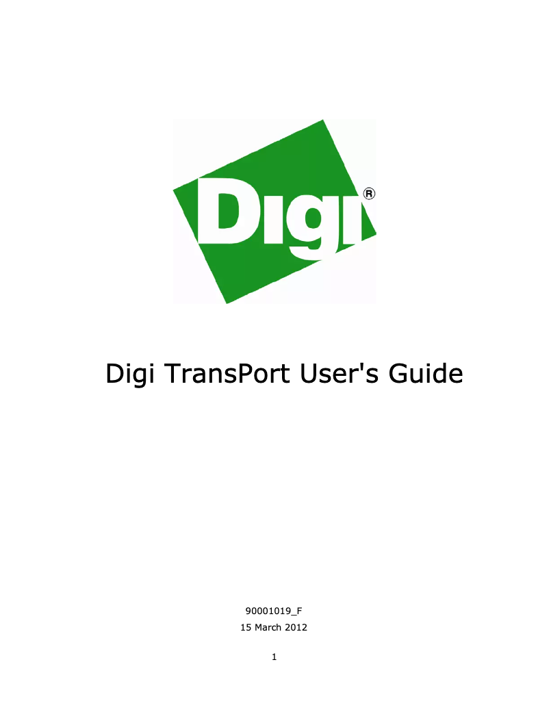 Page n°1 - Manuel utilisateur Digi TransPort SR44