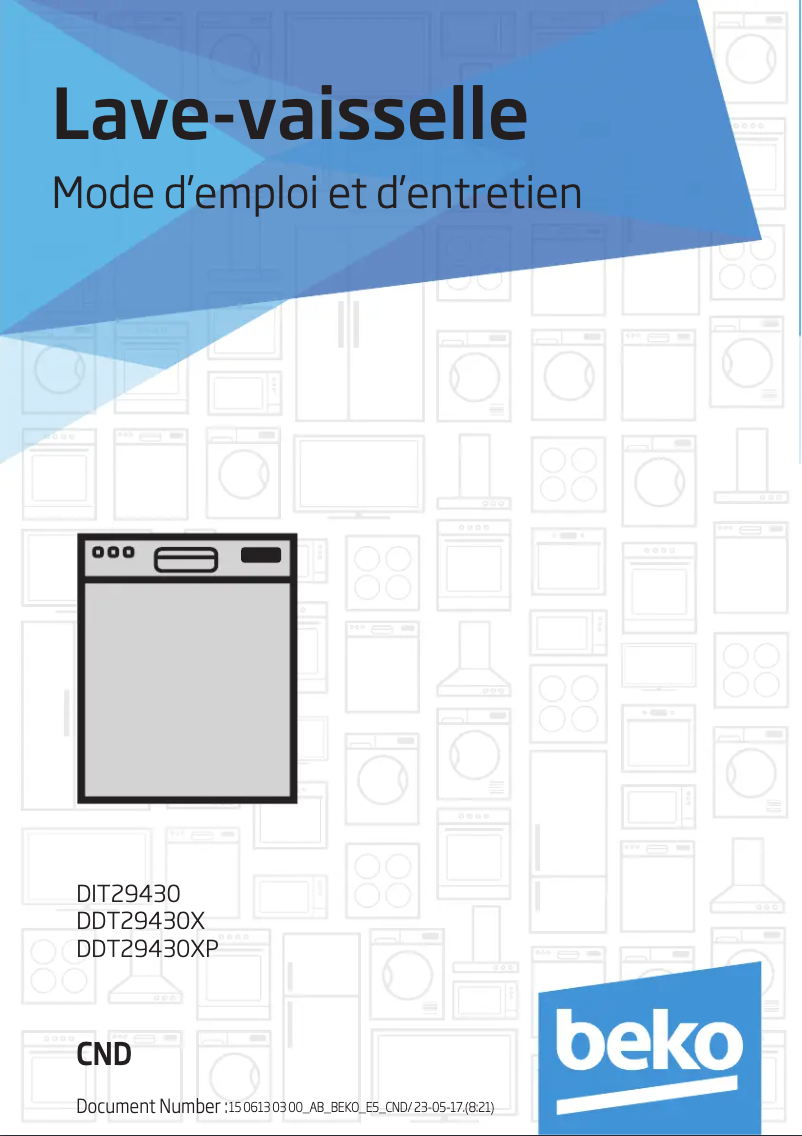 Page 1 de la notice Manuel utilisateur Beko DDT29430X