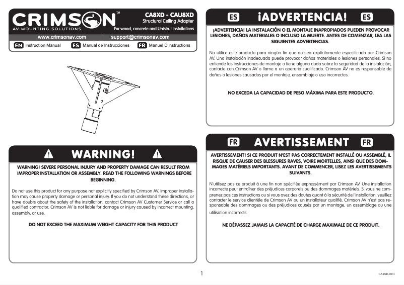 Page 1 de la notice Manuel utilisateur Crimson CA8XD