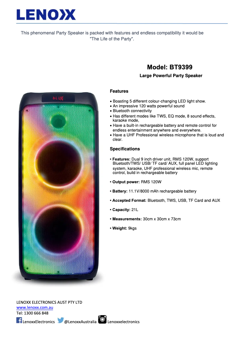 Image de la première page du manuel de l'appareil BT9399