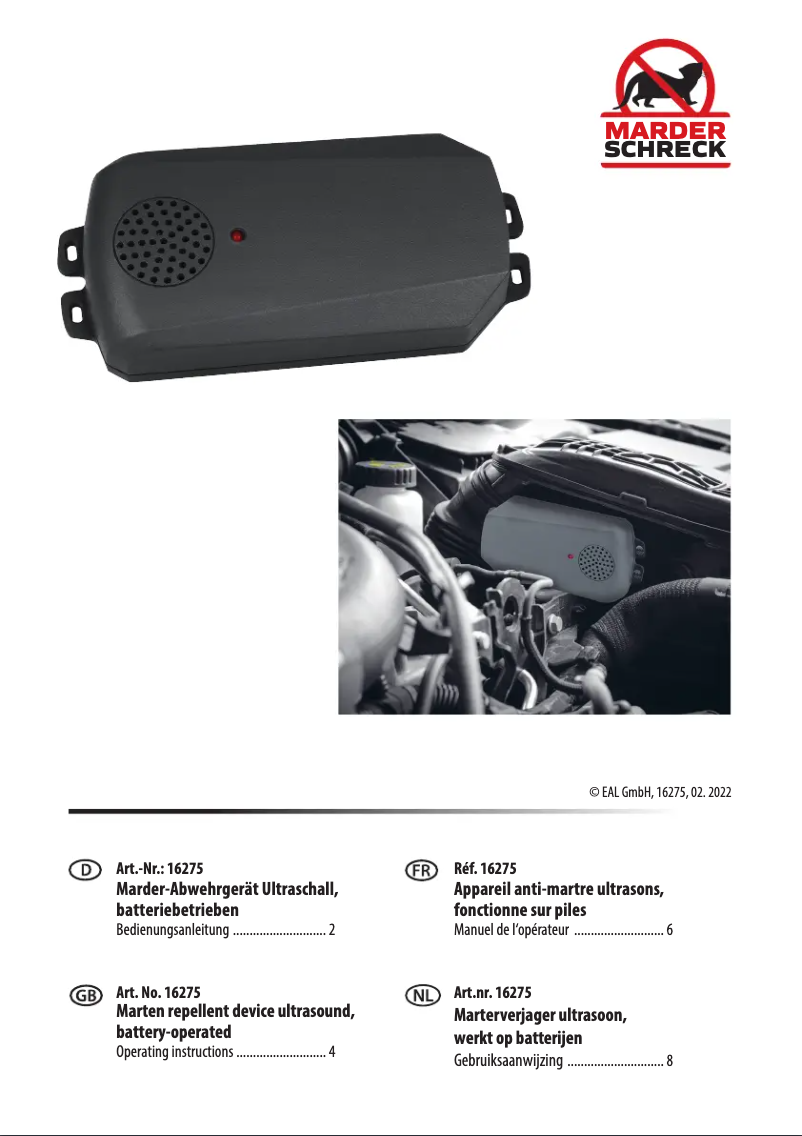 Imagen de la primera página del manual del dispositivo 16275