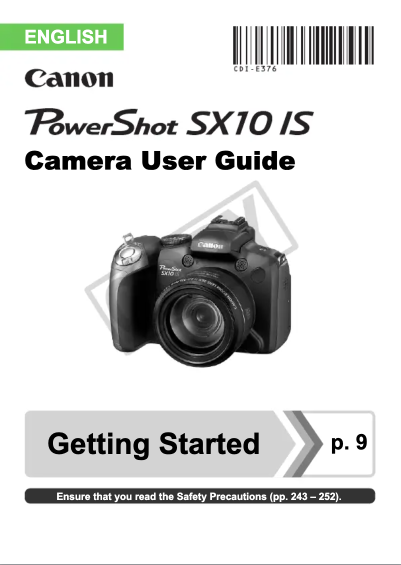 Image de la première page du manuel de l'appareil PowerShot SX10 IS