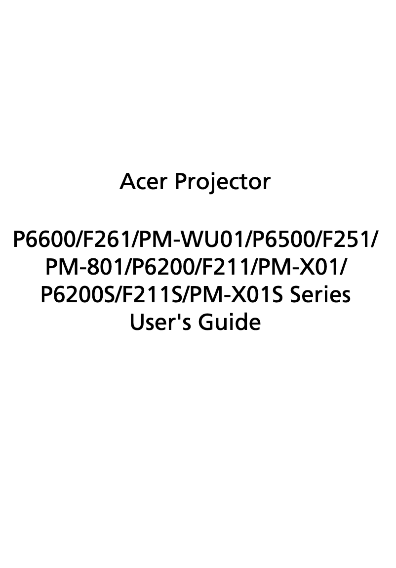 Page n°1 - Manuel utilisateur Acer P6200DLP