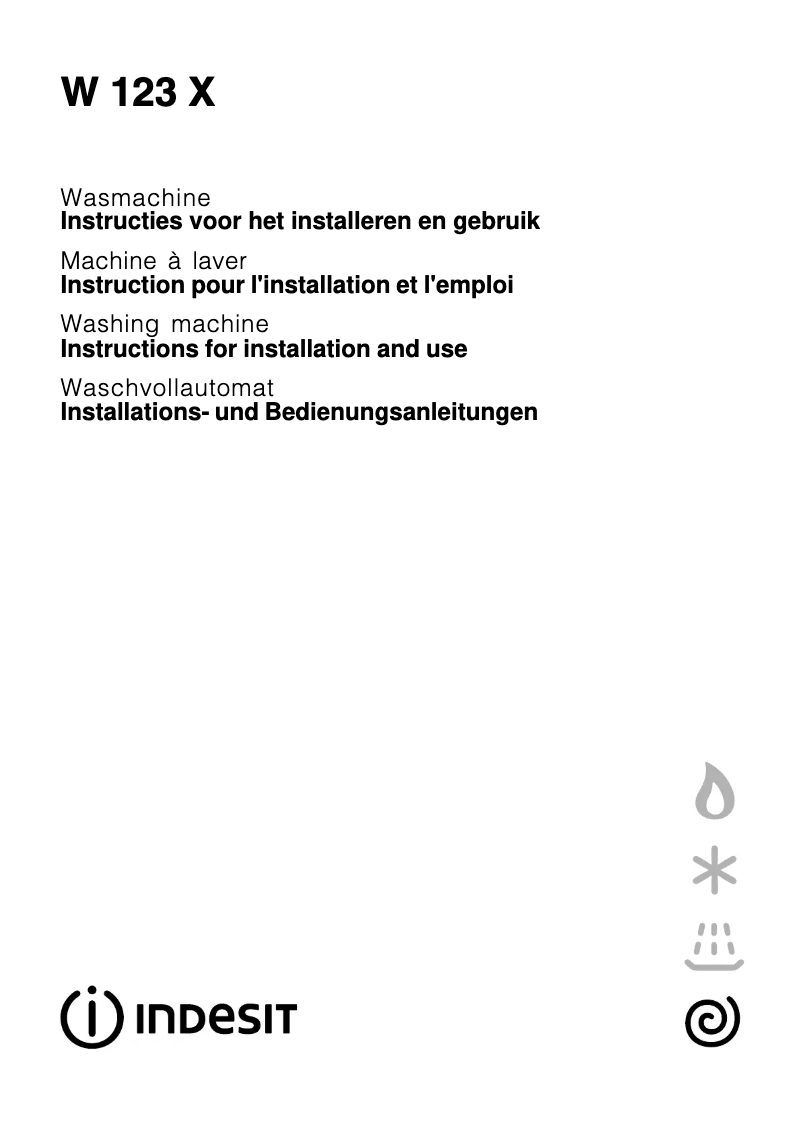 Página 1 del manual Manual de usuario Indesit W 123 X (NL) (BG)