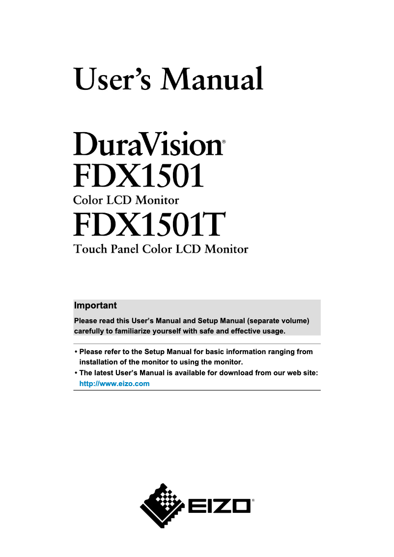 Page 1 de la notice Manuel utilisateur Eizo DuraVisionFDX1501