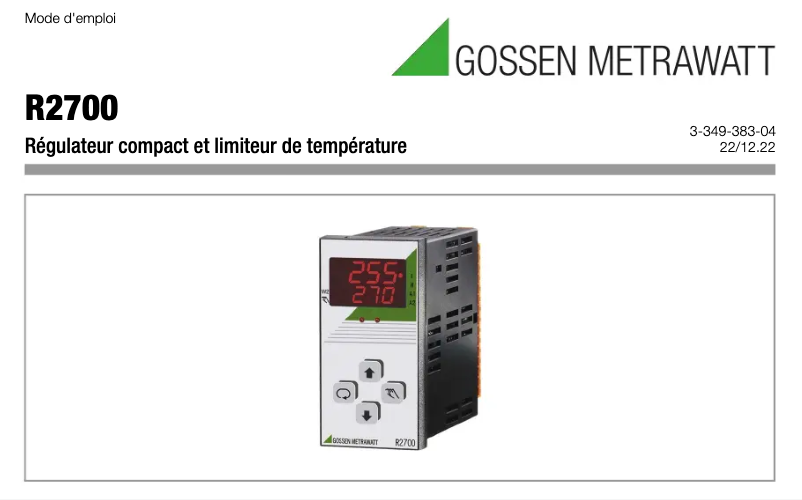Image de la première page du manuel de l'appareil R2700