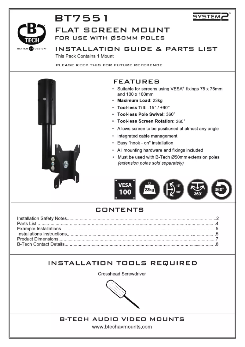 Página 1 del manual Manual de usuario B-Tech BT7551