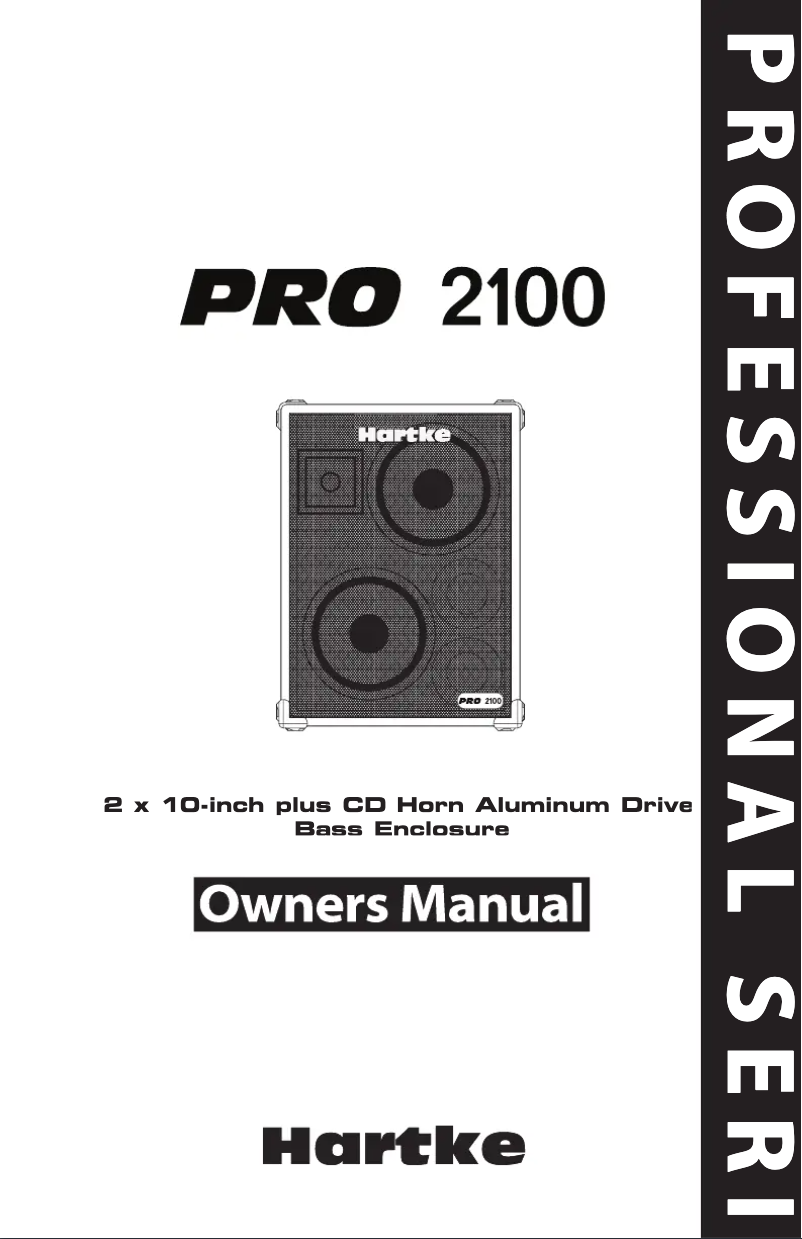 Page 1 de la notice Manuel utilisateur Hartke Pro 2100
