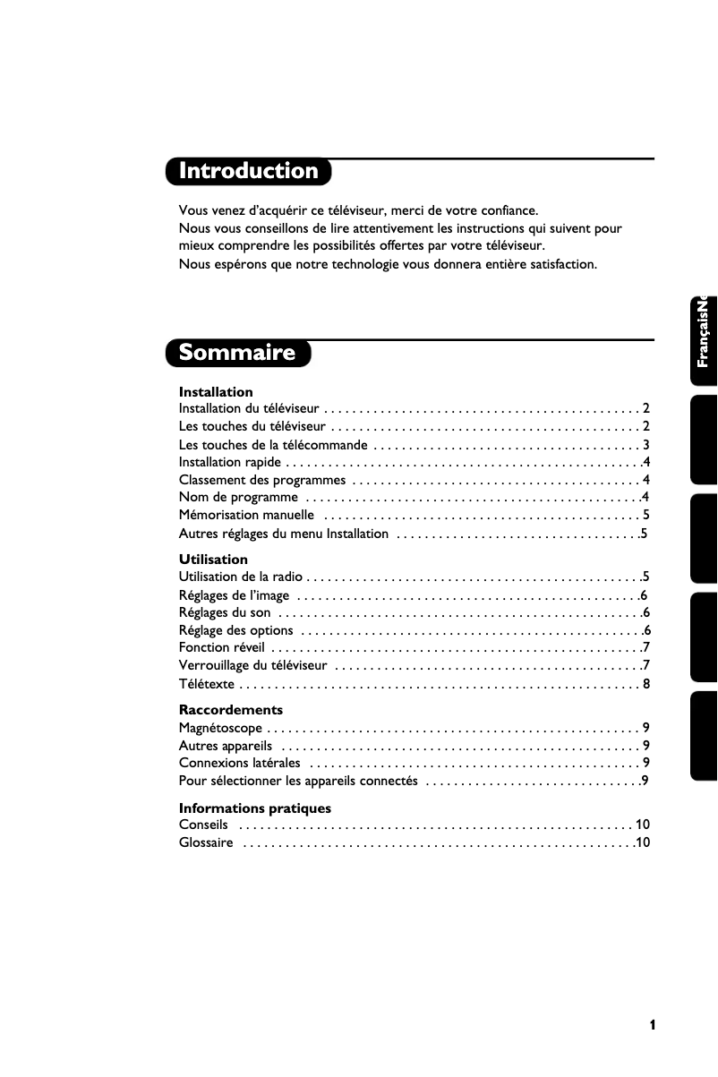 Page 1 de la notice Manuel utilisateur Philips 21PT1666