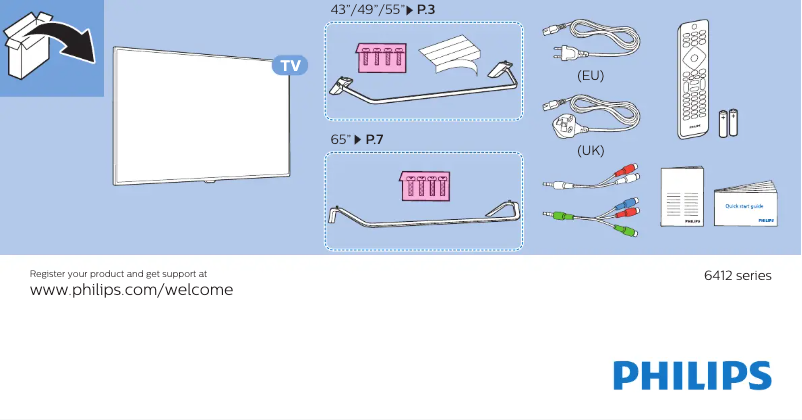 Page 1 de la notice Guide de démarrage rapide Philips 6000 series 65PUS6412