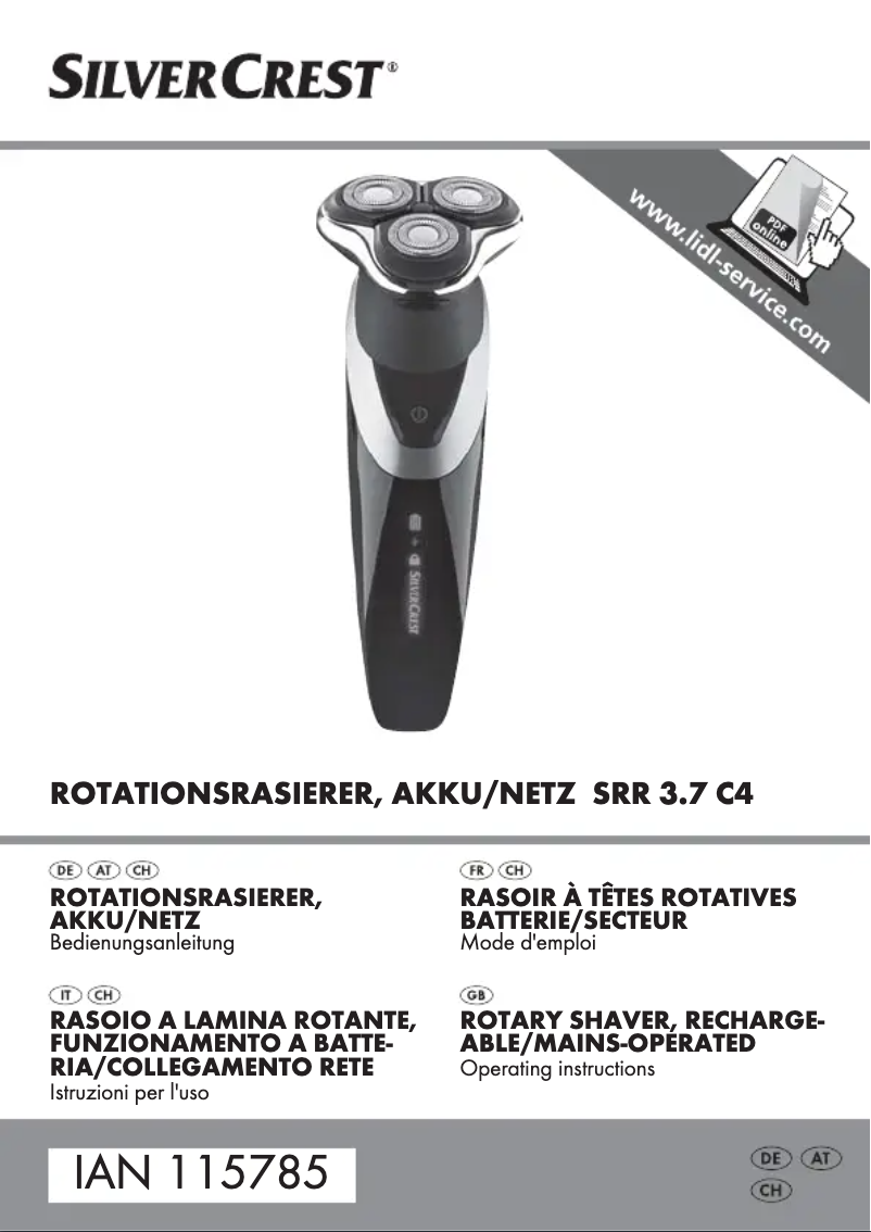 Page 1 de la notice Manuel utilisateur SilverCrest SRR 3.7 C4