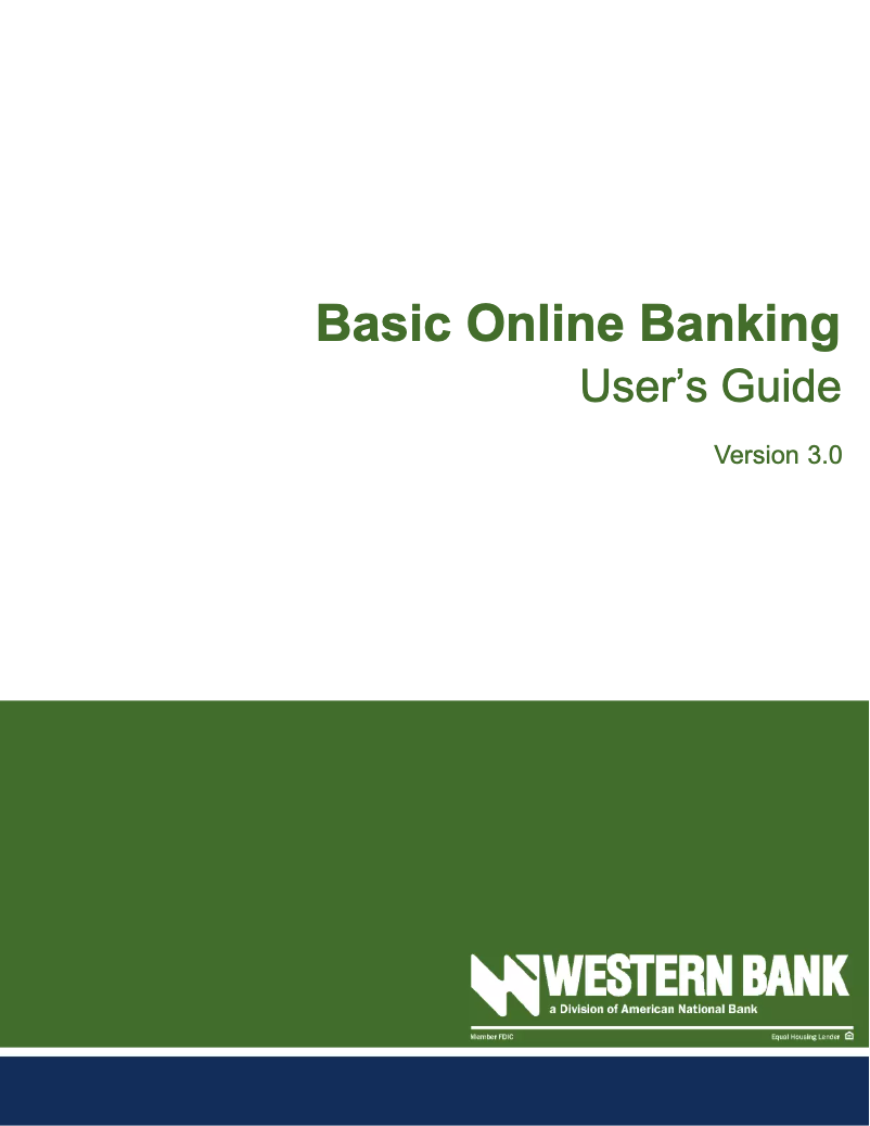 Page 1 de la notice Manuel utilisateur Western Bank Basic Online Banking 3.0