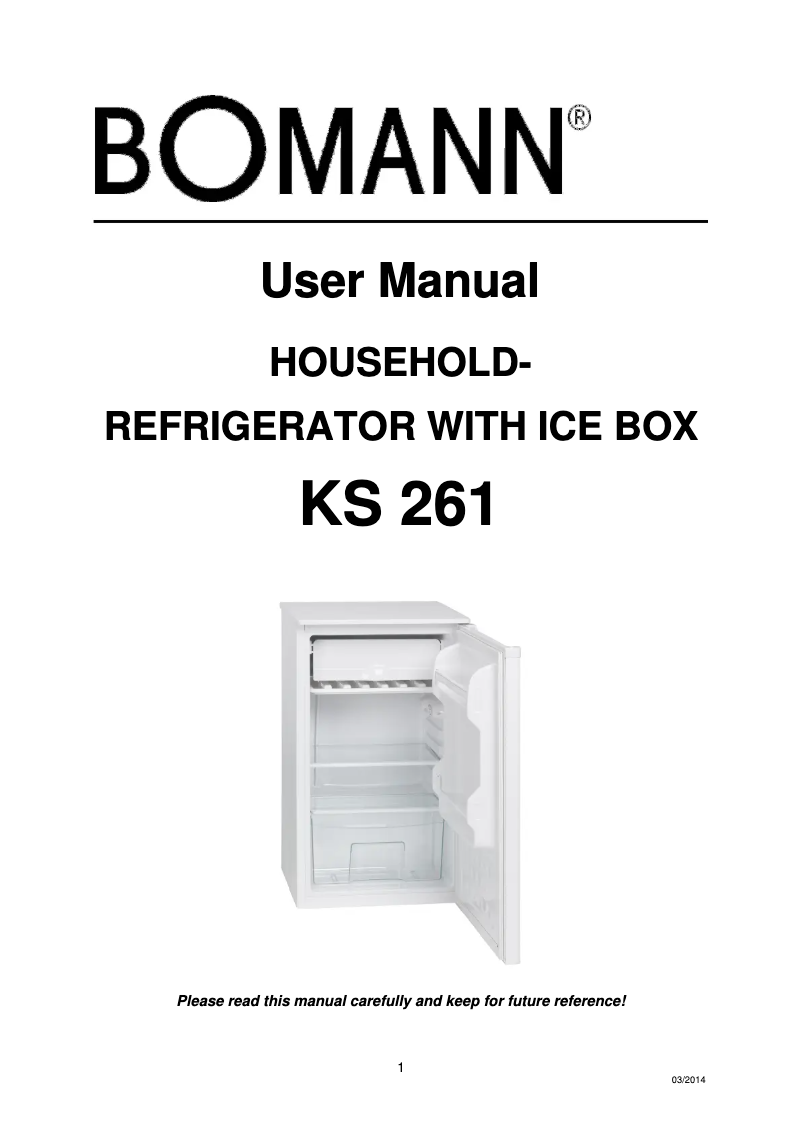 Page n°1 - Manuel utilisateur Bomann KS 261