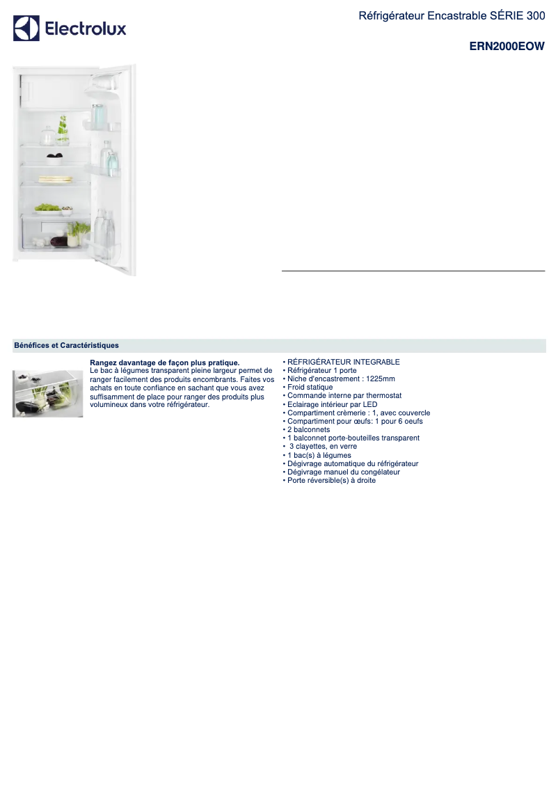 Page n°1 - Fiche technique Electrolux ERN2000EOW