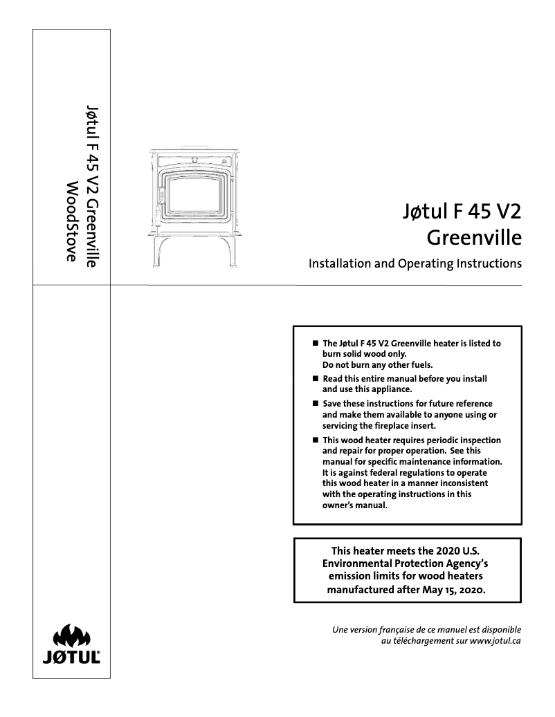 Página 1 del manual Manual de usuario Jøtul F 45 V2 Greenville