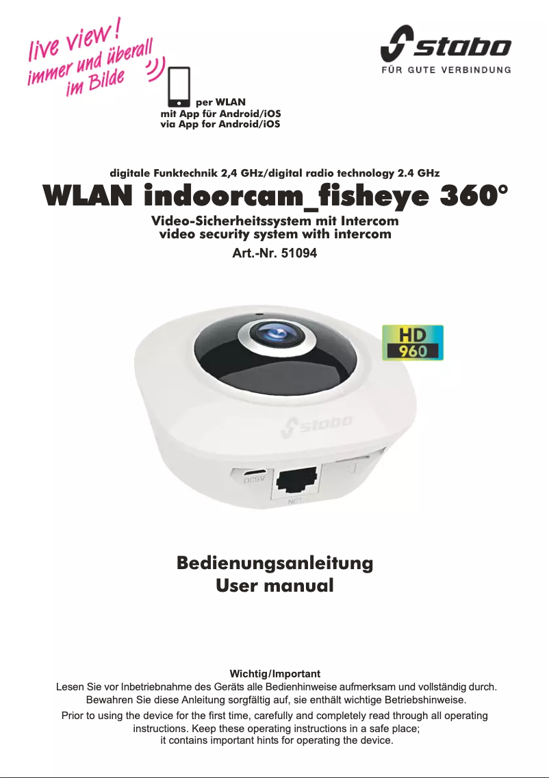 Imagen de la primera página del manual del dispositivo WLAN Indoorcam Fisheye 360 51094