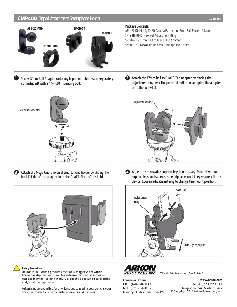 Page 1 de la notice Manuel utilisateur Arkon CMP400