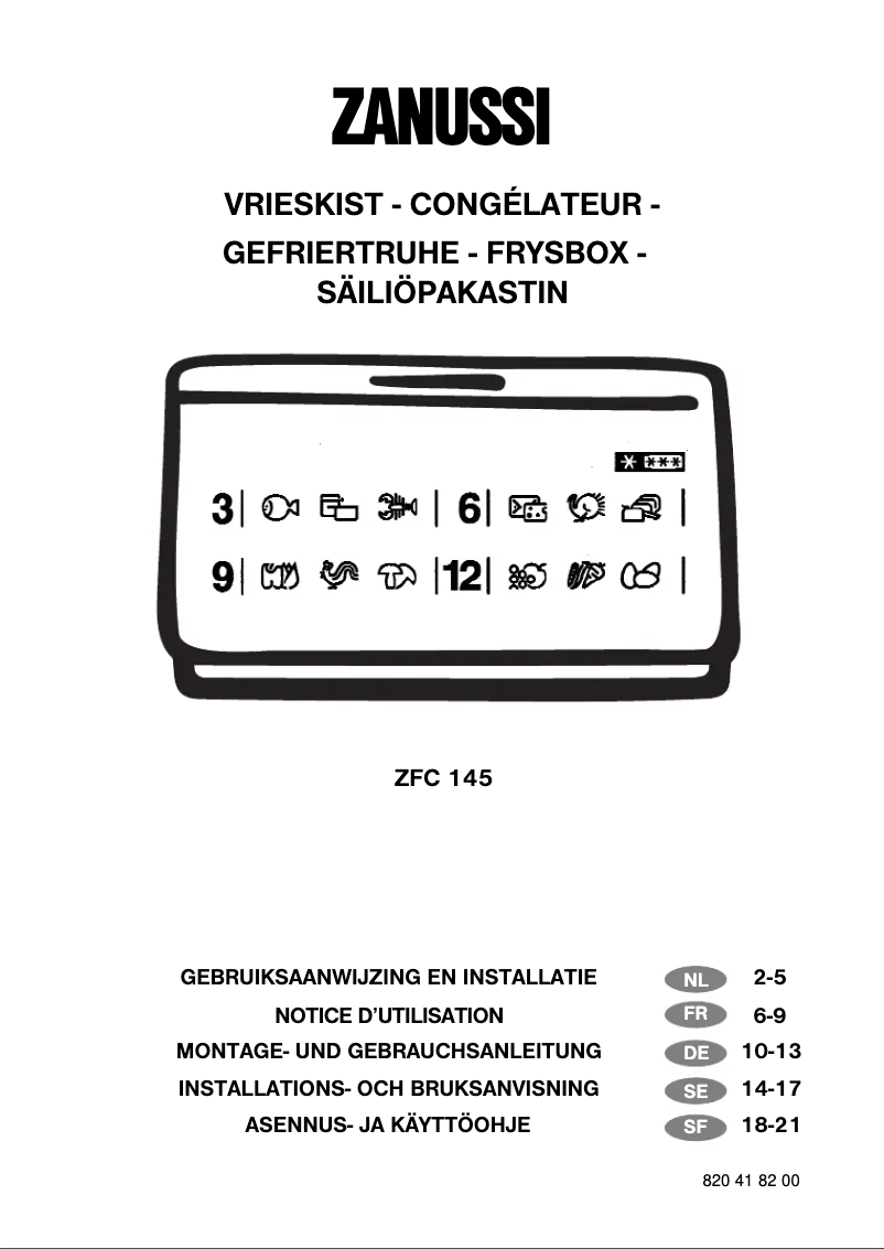 Page 1 de la notice Manuel utilisateur Zanussi ZFC 145