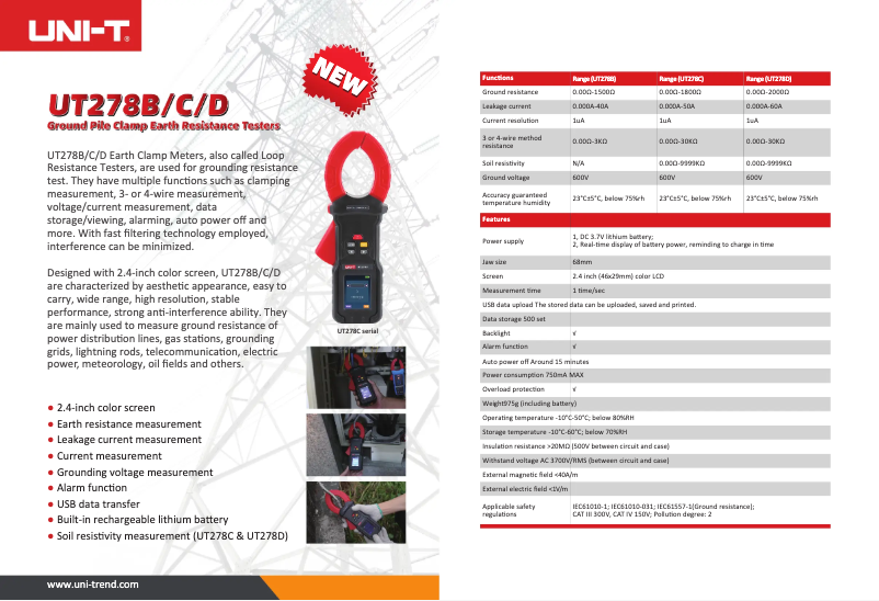 Image de la première page du manuel de l'appareil UT278D