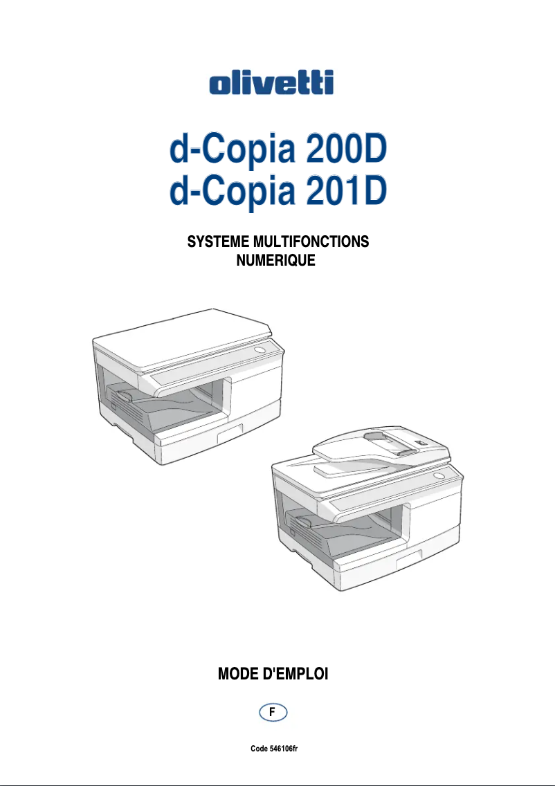 Image de la première page du manuel de l'appareil d-Copia 200D