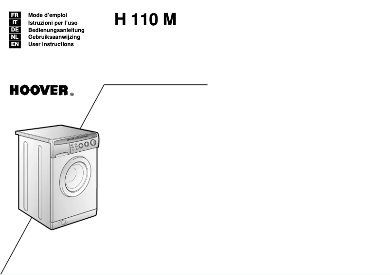 Page 1 de la notice Manuel utilisateur Hoover H110 M6 SY