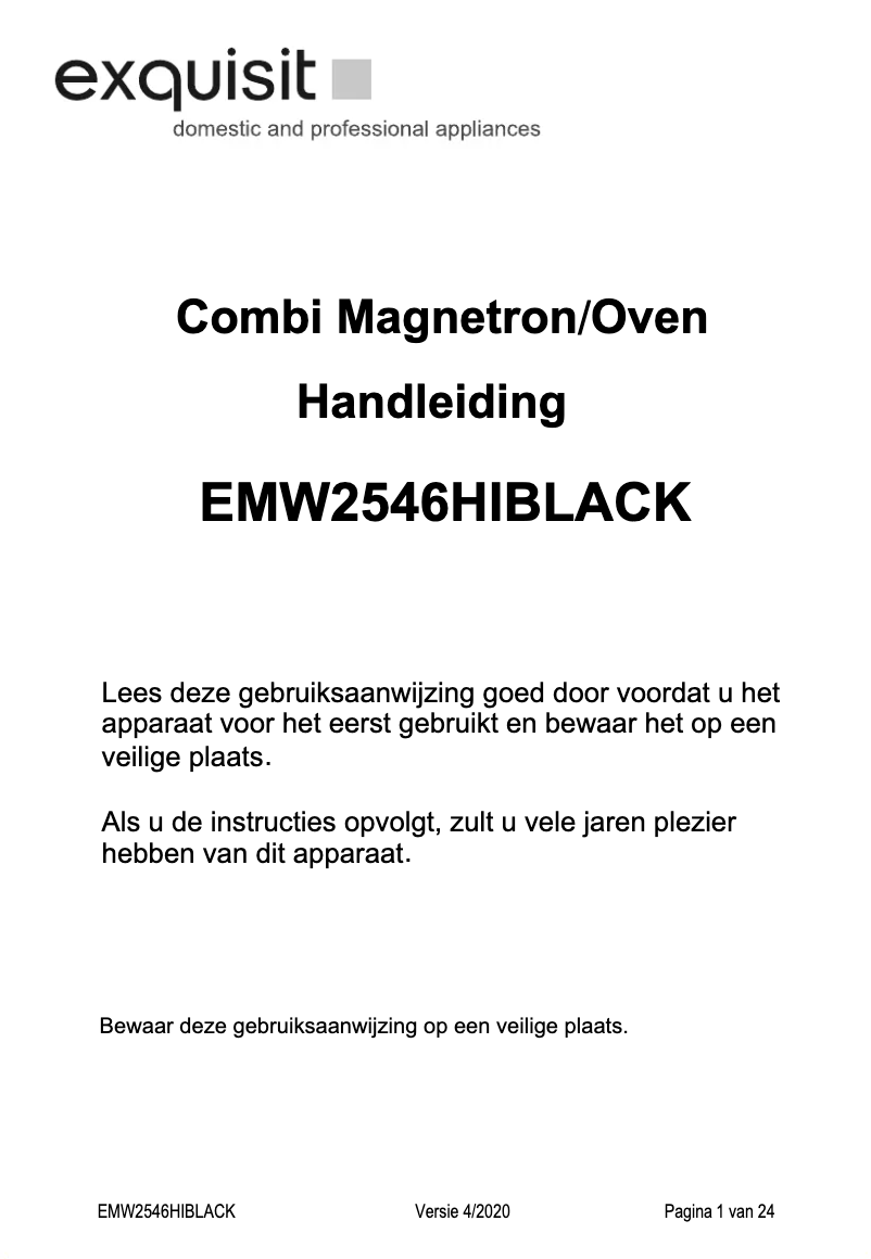 Page 1 de la notice Manuel utilisateur Exquisit EMW2546HIBLACK