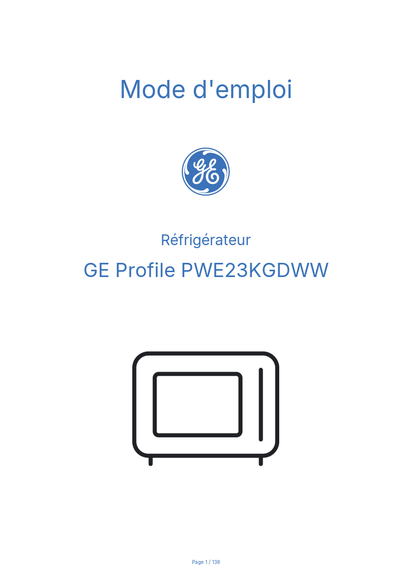Image de la première page du manuel de l'appareil Profile PWE23KGDWW