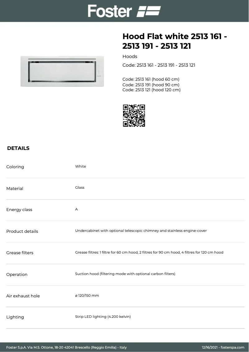 Page n°1 - Manuel utilisateur Foster Flat 2513 121