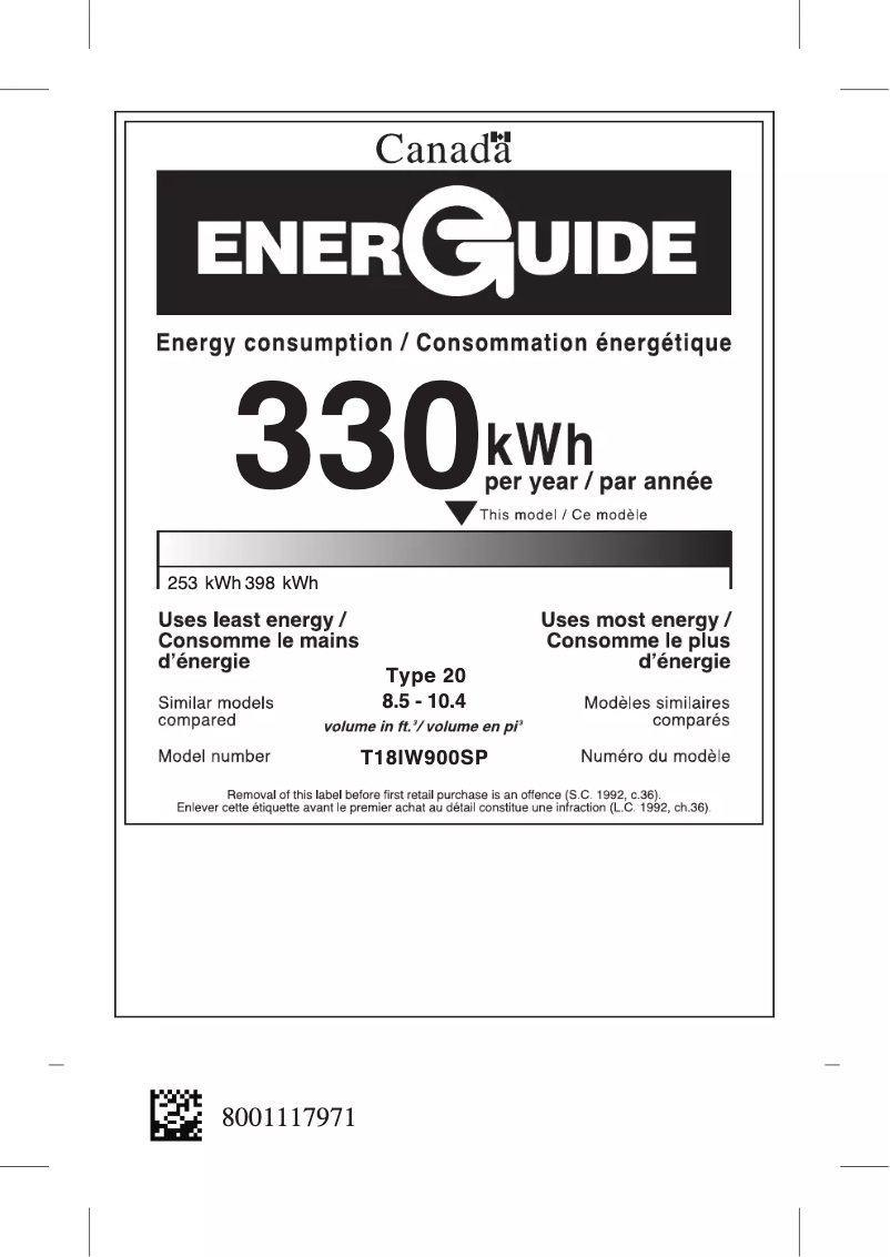 Page n°1 - Label énergétique Thermador T18IW900SP