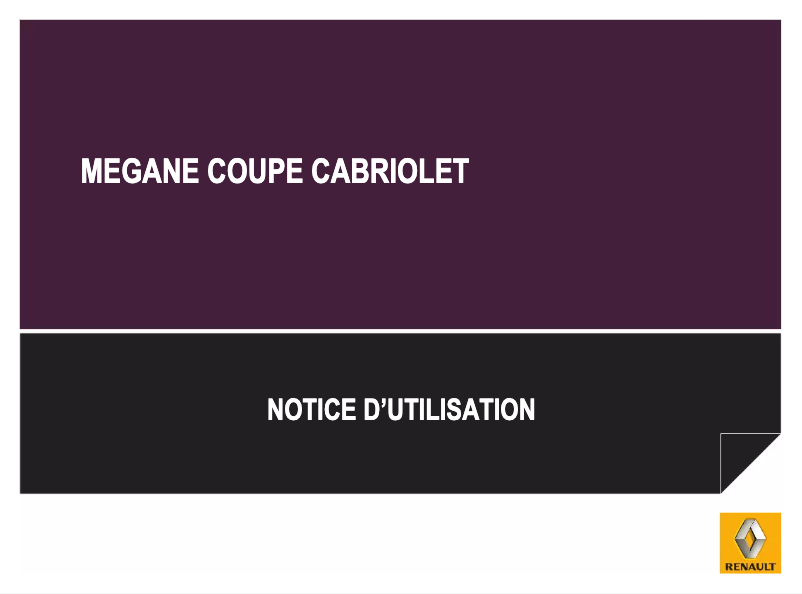 Page 1 de la notice Manuel utilisateur Renault Megane Coupe Cabriolet (2015)