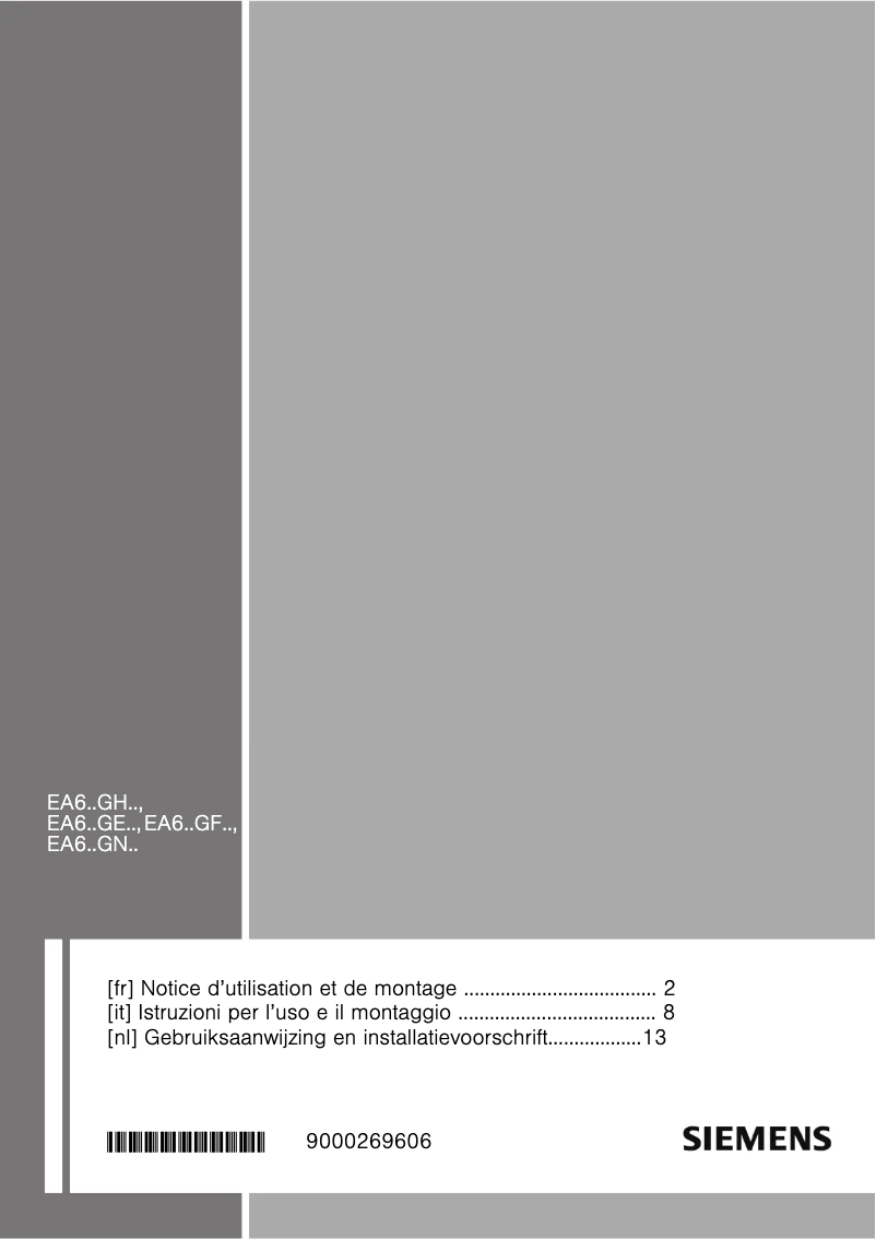 Page 1 de la notice Manuel utilisateur Siemens EA645GN11