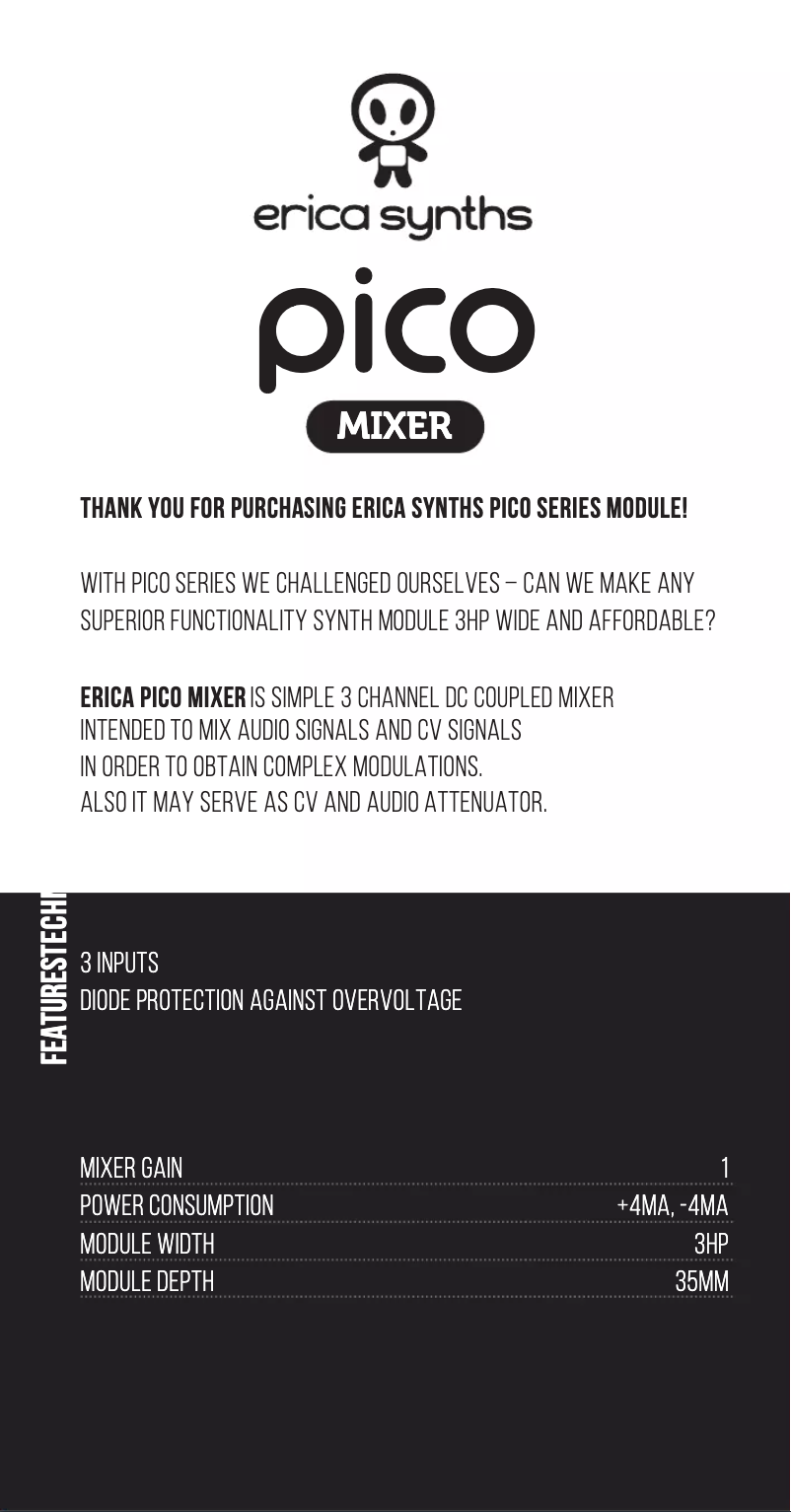 Image de la première page du manuel de l'appareil Pico Mixer