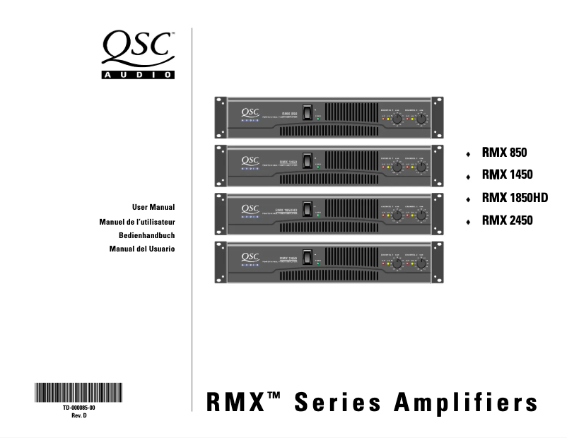 Page n°1 - Manuel utilisateur QSC RMX 1850HD