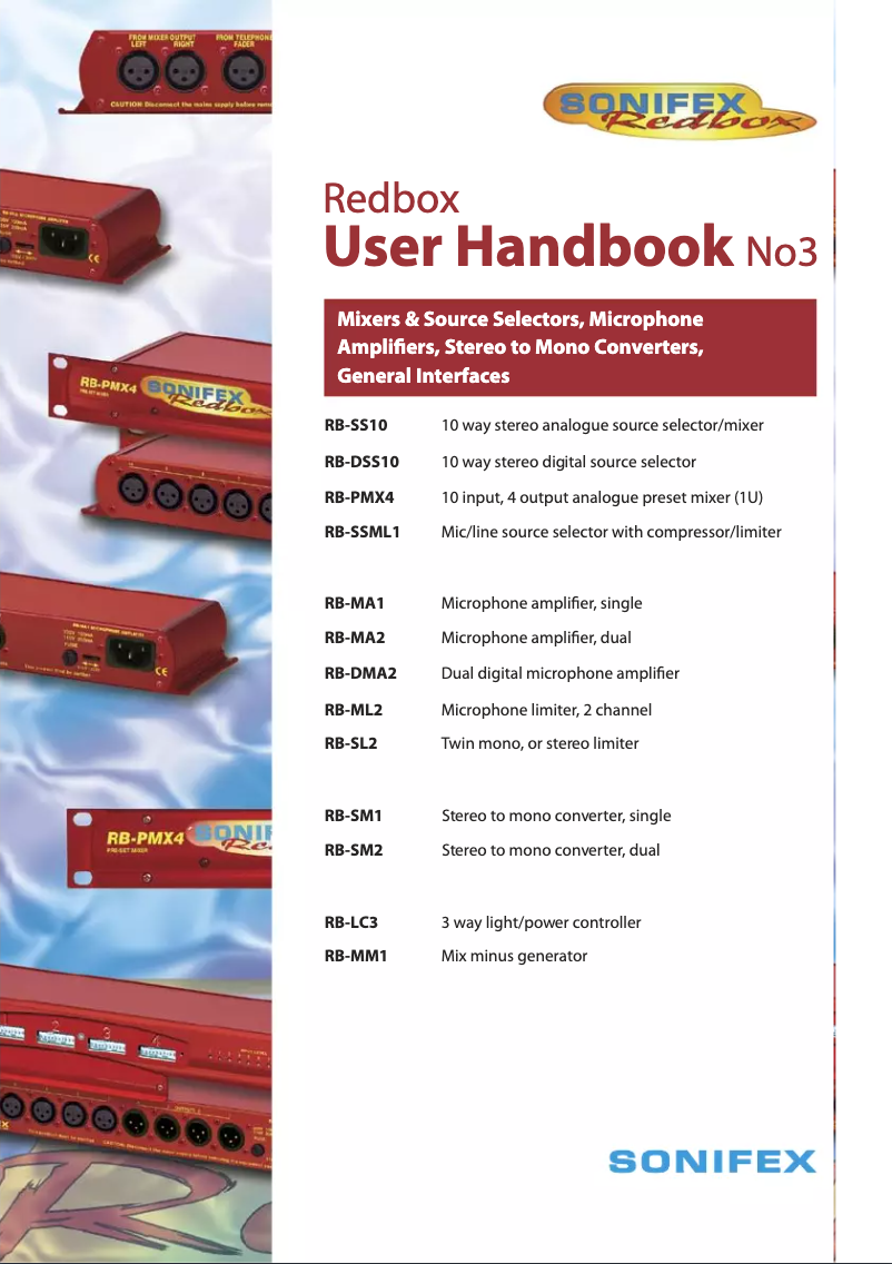 Page 1 de la notice Manuel utilisateur Sonifex Redbox RB-MA1