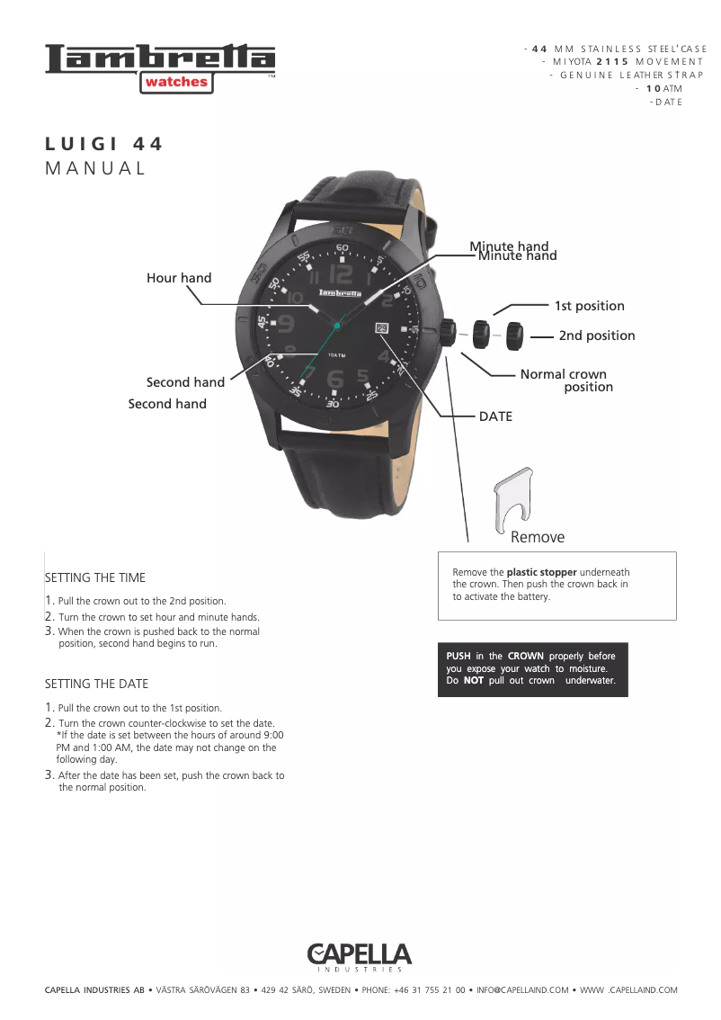 Page 1 of the manual User Manual Lambretta Luigi 44