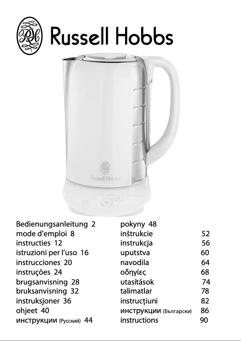 Page 1 de la notice Manuel utilisateur Russell Hobbs Glass Touch 14743