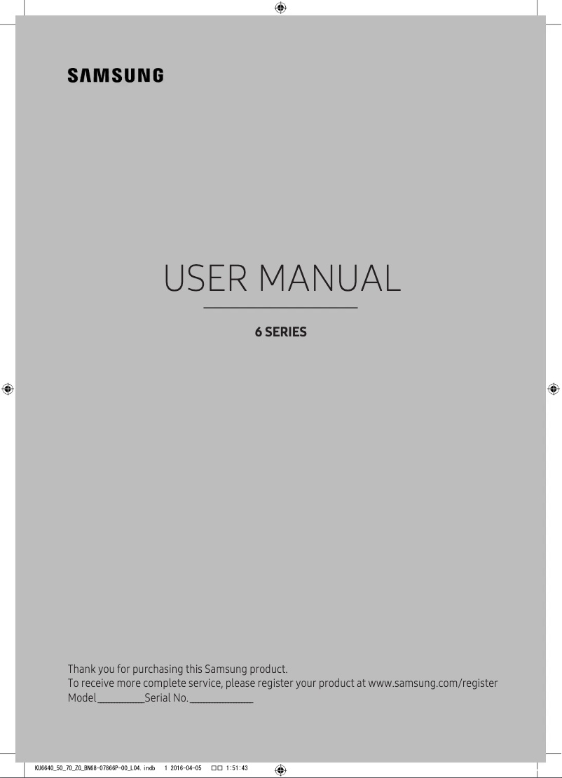Page n°1 - Manuel utilisateur Samsung UE43KU6649U
