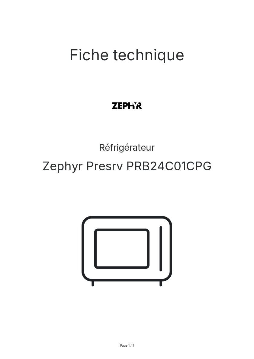 Page n°1 - Fiche technique Zephyr Presrv PRB24C01CPG