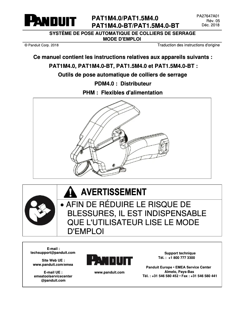 Image de la première page du manuel de l'appareil PDM4.0