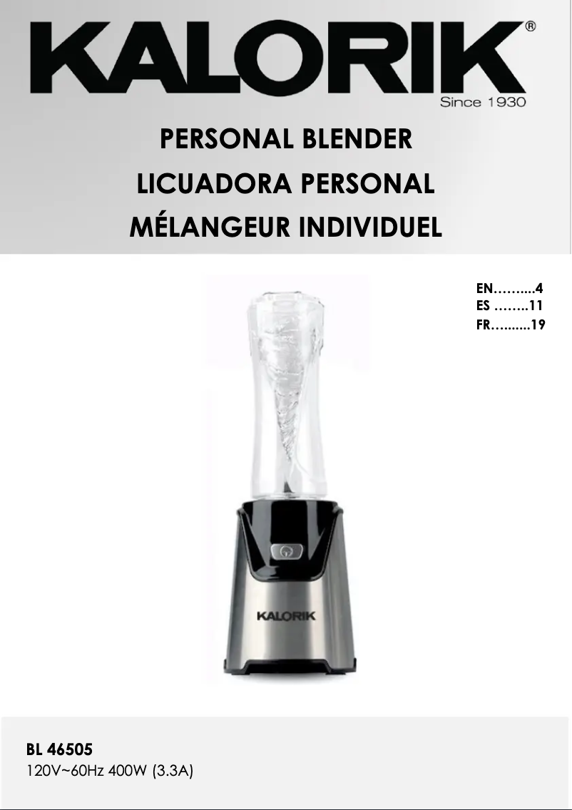Página 1 del manual Manual de usuario Kalorik BL 46505
