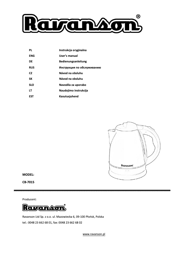 Page n°1 - Manuel utilisateur Ravanson CB-7015