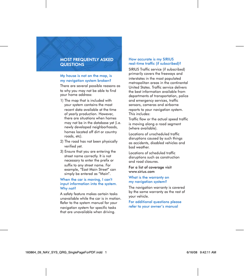 Page n°1 - Guide de démarrage rapide Lincoln Navigator (2009)