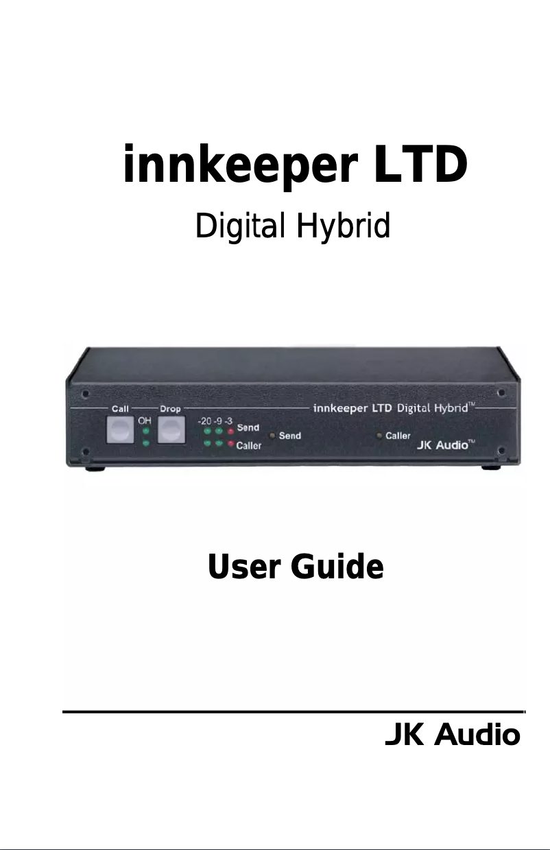 Page 1 de la notice Manuel utilisateur JK Audio Innkeeper LTD