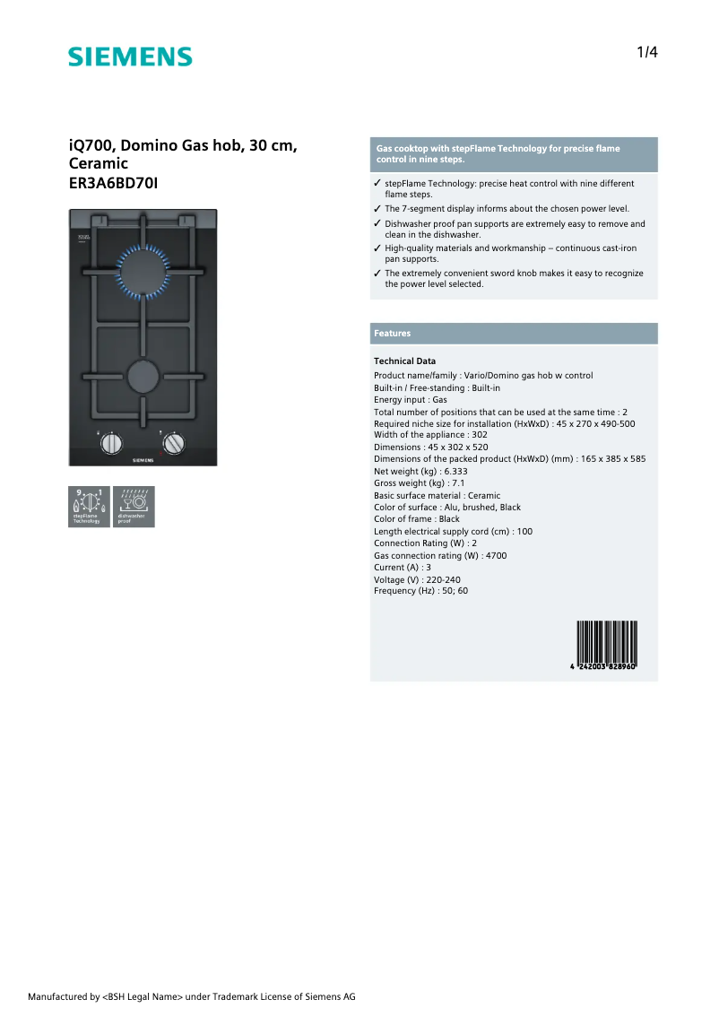 Image de la première page du manuel de l'appareil ER3A6BD70I