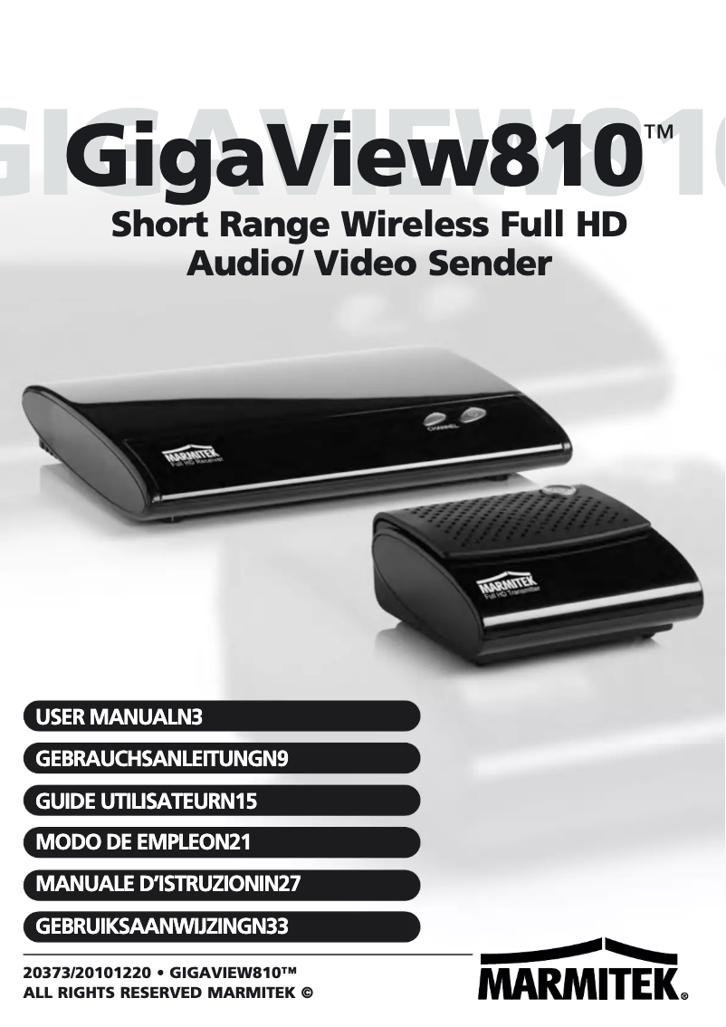 Page n°1 - Manuel utilisateur Marmitek GigaView 810